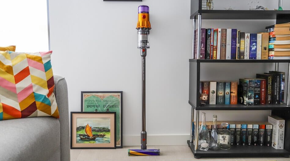 Dyson V12 Detect Slim cordless vacuum with laser dust detection and powerful suction for precise cleaning.