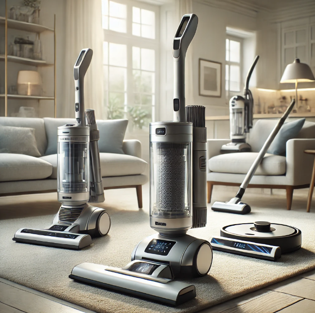 Modern home with Shark cordless vacuums and other models, showcasing a complete cleaning solution.