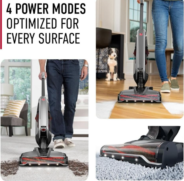 Hoover ONEPWR Evolve Pet Elite cordless vacuum designed for powerful pet hair removal, showcasing a sleek design and advanced cleaning features.