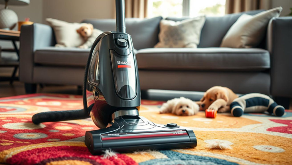 A powerful Bissell pet vacuum designed for efficient cleaning of pet hair and dander.