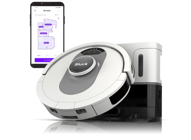 Shark AI Ultra Voice Control Robot Vacuum with Matrix Clean Navigation, Home Mapping, and Self-Empty Base, designed for carpets, hard floors, and pet-friendly homes.