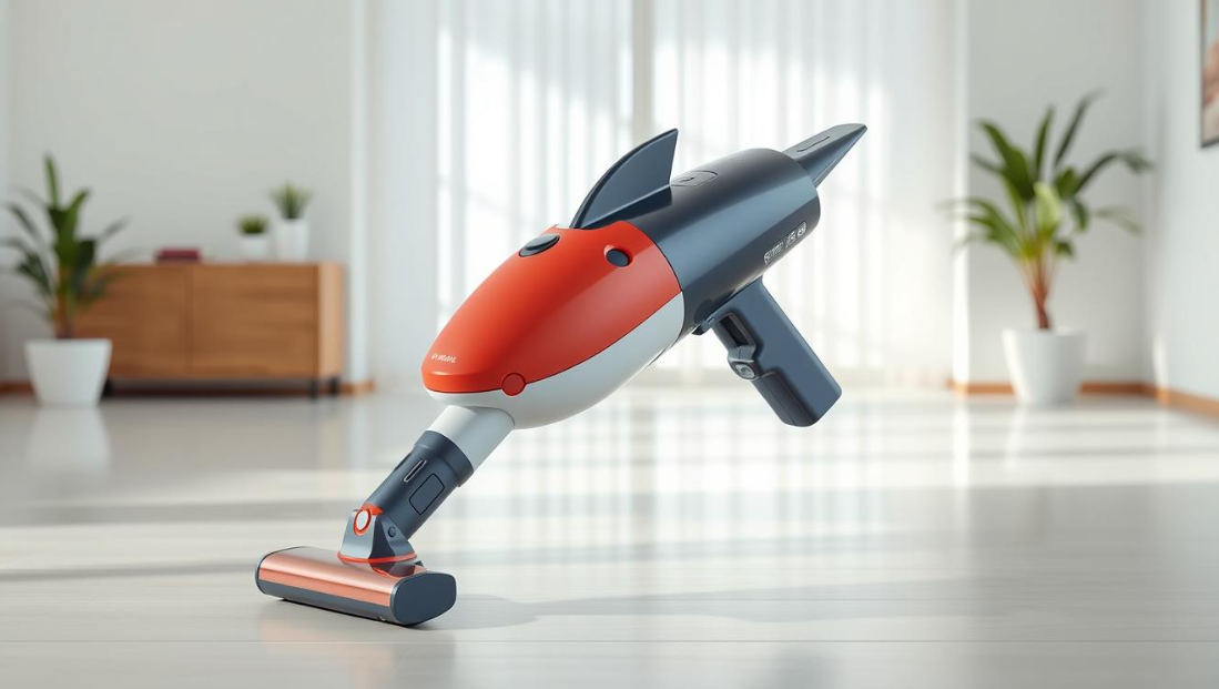 A sleek and modern Shark cordless vacuum cleaning a carpeted floor with ease.